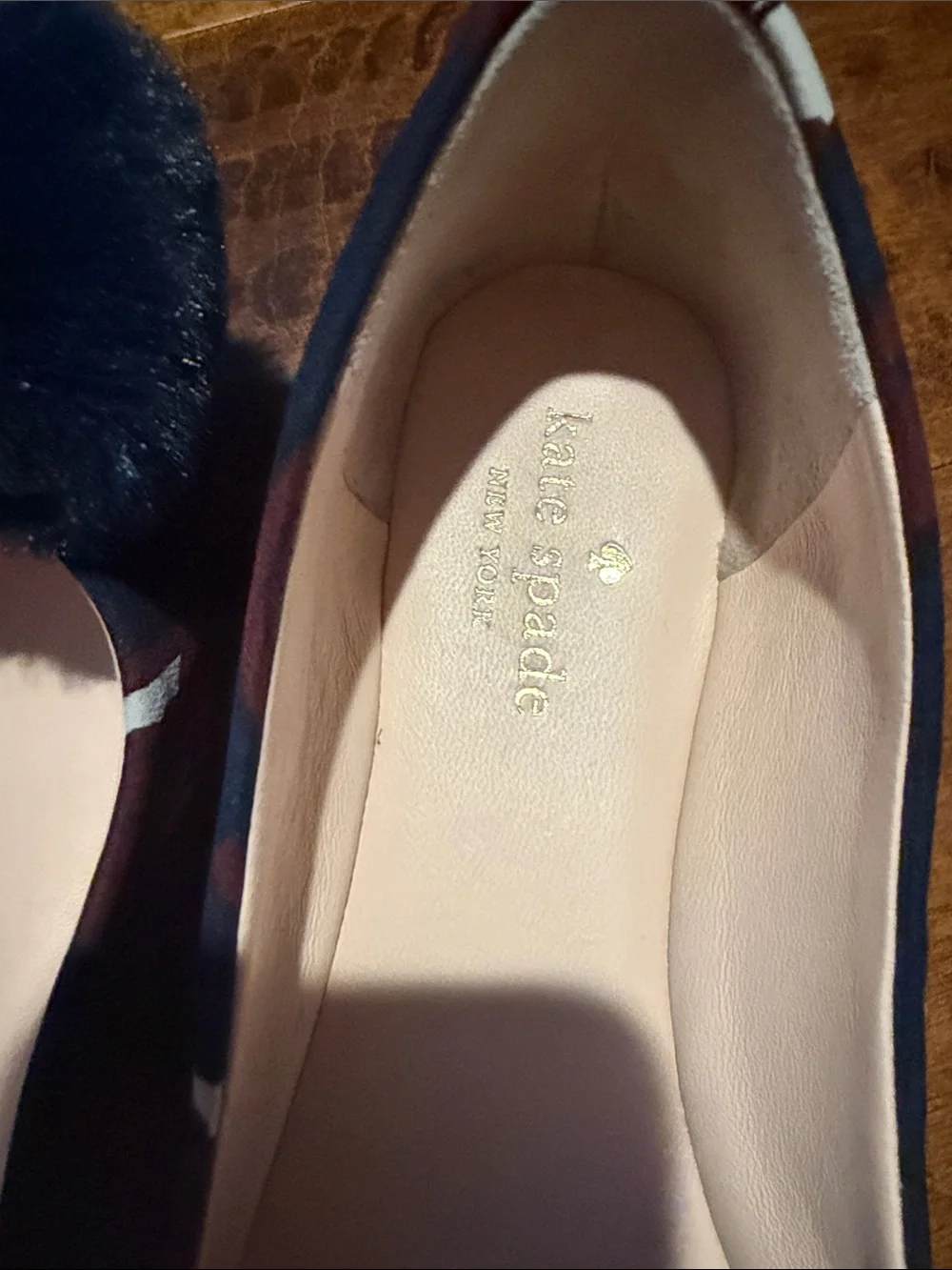 kate spade Navy Floral Pom Bow Ballet Flats
